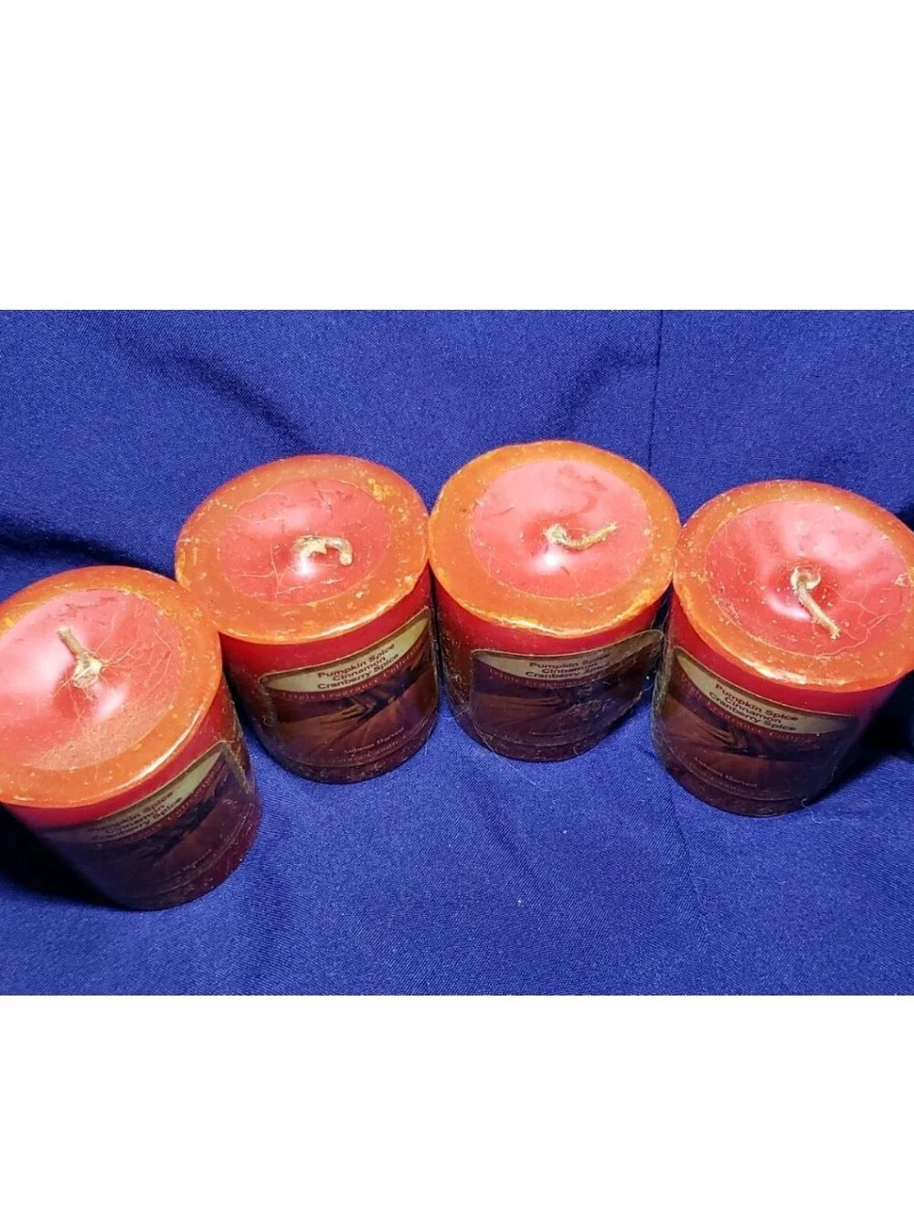 Vtg Old Virginia Candle Company Autumn Harvest Triplet  Votive Set Of 4 NOS